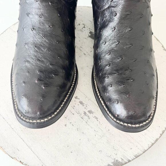 Rod Patrick Mens Cowboy Boots 8.5D Black Full Quill Ostrich Western Round Toe - Picture 6 of 12